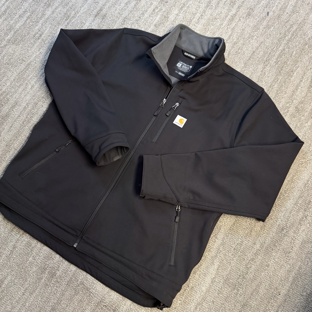 Carhartt Jacket Mens Size XL Black Rain Defender Softshell Full Zip Workwear